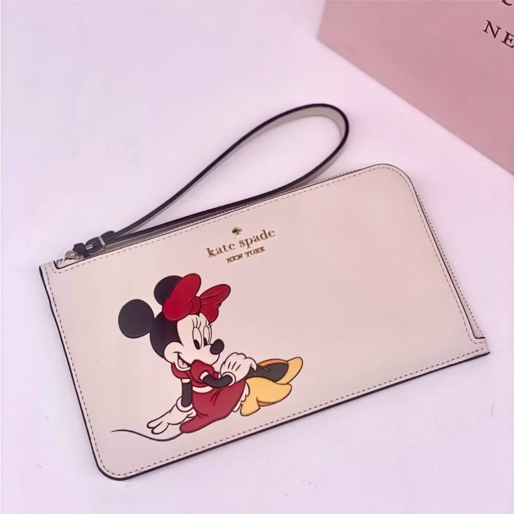Kate Spade White Wristlet with Minnie Mouse Design